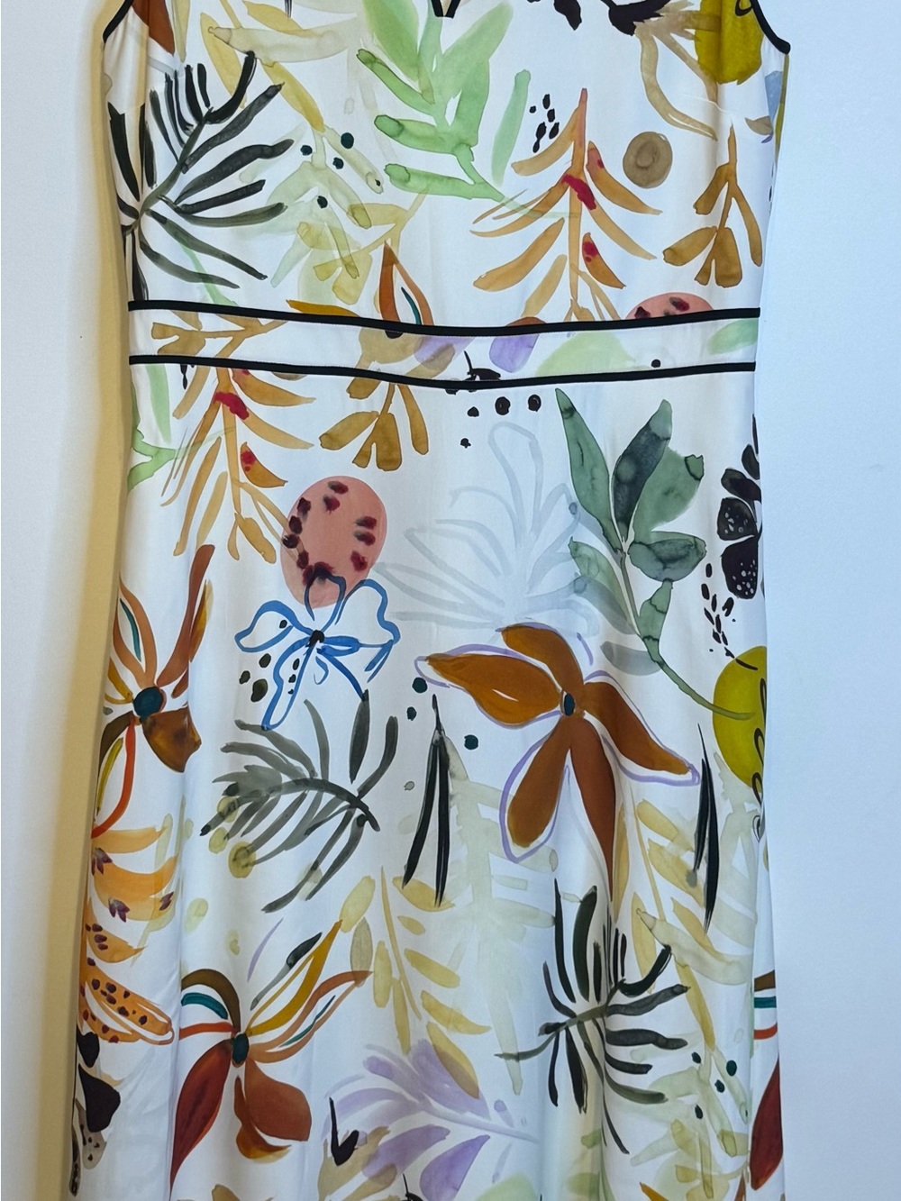 Classy Lafayette 148 New York White Botanical Print MIDI Sz 10 - Picture 10 of 13